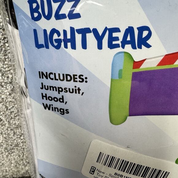 Spirit Halloween Buzz Lightyear Costume Size 5T-6T Toy Story Jumpsuit Hood Wings - Picture 2 of 6
